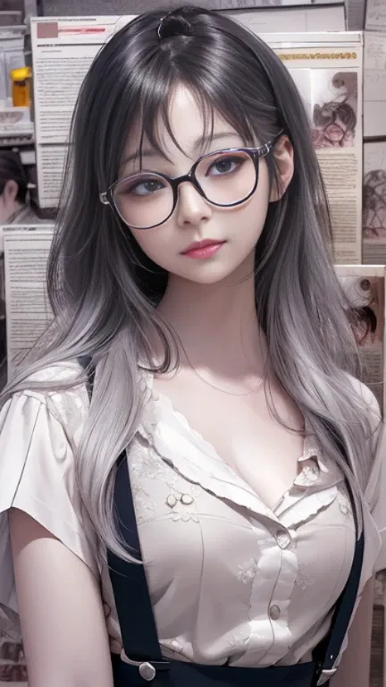 a close up of a woman with glasses and a dress, artwork in the style of guweiz, guweiz, with glasses, realistic anime 3 d style, anime girl with long hair, kawaii realistic portrait, realistic young anime girl, style anime, realistic anime artstyle, beauti...