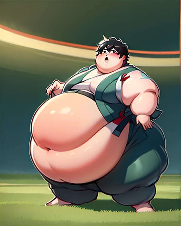 ((danheng(character) as A Sumo Wrestler)), ((anatomically accurate)), Background:Arena,((Green Sumo.Wrestler attire)),angry expression, Embarrassed, Blushing,(Hyper belly:1.5), ((SSBBW!!)),combat stance,(1boy:1.5),solo,best quality,masterpiece,illustration...