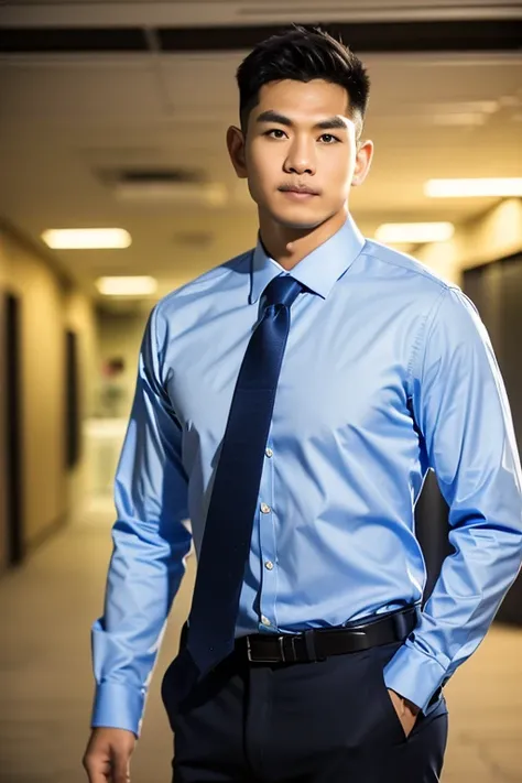 wide angle photography realistic, Thai man 55 years old, wearing a suit, standing in the office, shot by Nikon-z9, (50mm lens, f/1.4, ISO 100), RAW photo), (photorealistic), (masterpiece), (intricate detailed), (best quality), (professional photography), (...