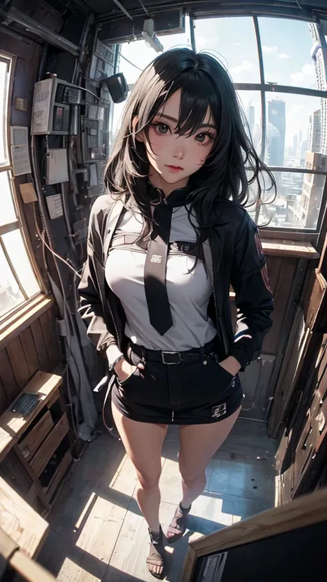 ((Highly detailed CG unit 8k wallpaper, masterpiece, High resolution, highest quality)), (Beautiful woman, put one&#39;s hand in one&#39;s pocket:1.8, Street fashion), ((highly detailed face, Highly detailed black eyes, detailed body, highest qualityのリアルテク...