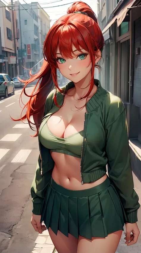 ​masterpiece, premium quality, Extremely detailed CG Unity 8K wallpapers, ultra-realistic 8kCG, perfect artwork, hourglass bodyshape, dramatic shadows, (Spot light, perfect lighting, detailed light, (((1 girl in ))), ((sharp face)), ((redhead, ponytail hai...