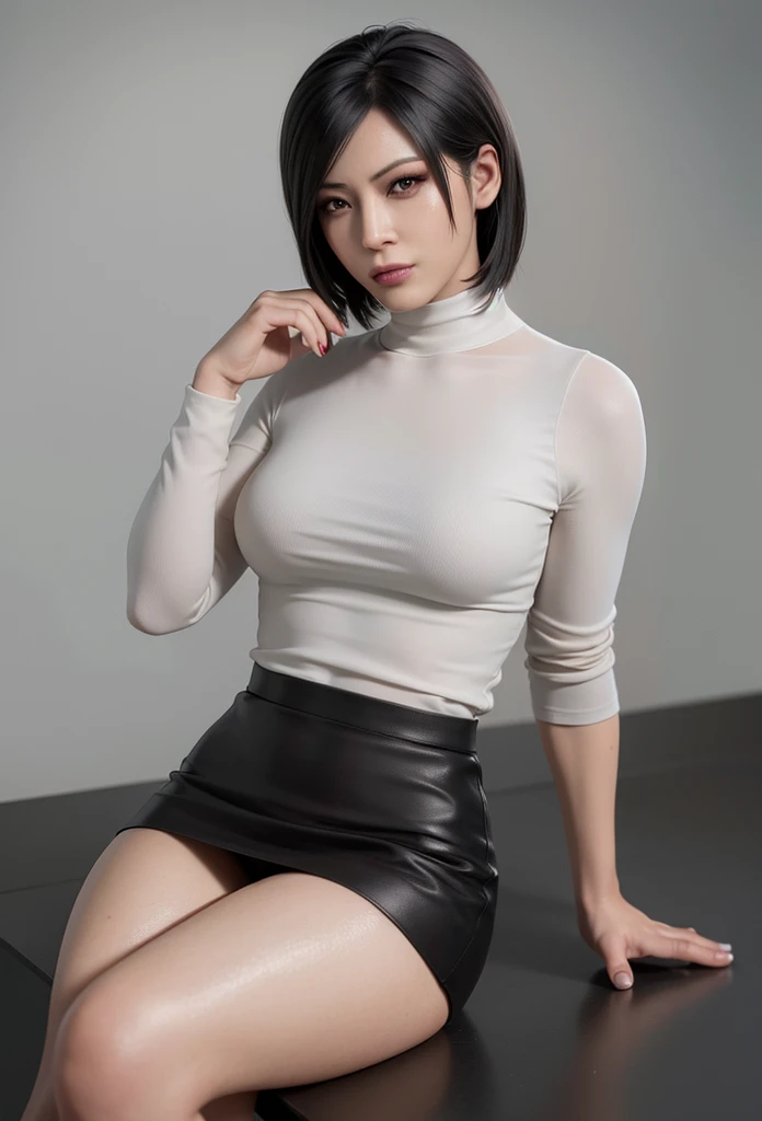 best quality,ultra-detailed,realistic:1.37,Ada Wong,perfectly symmetrical face,ultra-realistic texture,flawless body,detailed facial features, realistic lighting