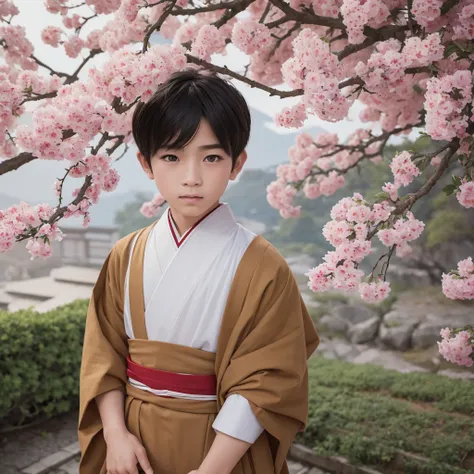  High resolution, Super detailed, masterpiece, highest quality,oriental、solo、boy、boy working in the field、Wearing traditional Japanese costumes、game poster、