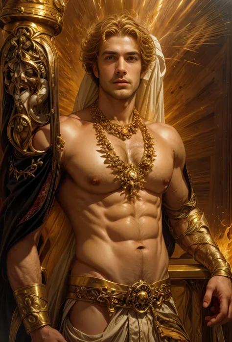 um retrato de(( um homem belo como os Deuses )), ((peitoral forte e largo)), pernas fortes e musculosasin high definition, em 8K de ((um homem)) de 18 anos, (( Homem)), Deus do Mar, Deus do Oceano, Luthien, arte de deus, Deus da mitologia grega, Deus da Lu...