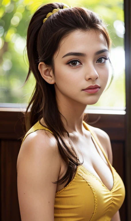 photo of a 14 year-old american girl, .raw, hermosa chica adolesente, (long brown hair with ponytail), light brown hair ponytail...