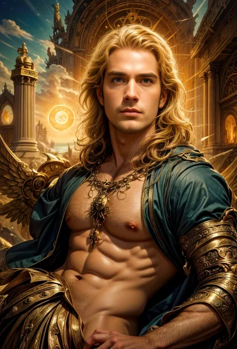 um retrato de(( um homem belo como os Deuses )), ((peitoral forte e largo)), pernas fortes e musculosasin high definition, em 8K de ((um homem)) de 18 anos, (( Homem)), Deus do Mar, Deus do Oceano, Luthien, arte de deus, Deus da mitologia grega, Deus da Lu...