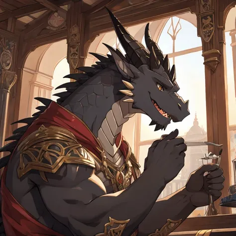 Dragon，Brownish-gray，horn，Detailed character details