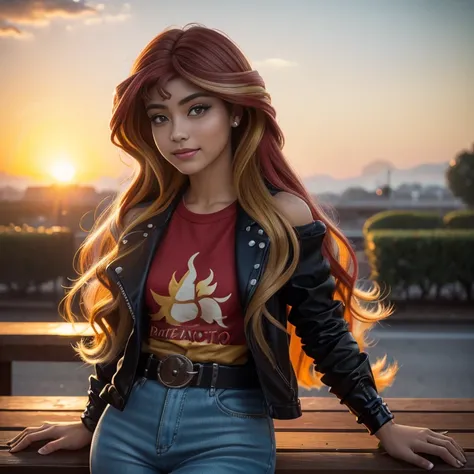 1 hermosa chica , 20yr old , sunsethuman , sunset shimmer from my little pony, sunset shimmer in the form of a girl , pechos gra...