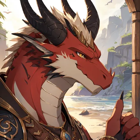 Dragon，bark color，horn，Detailed character details