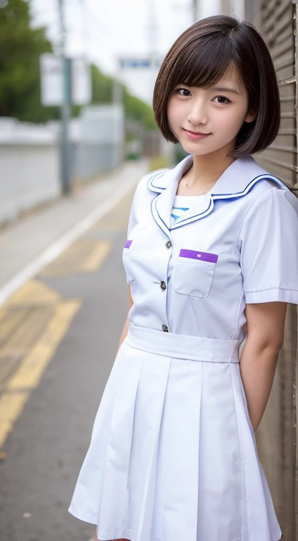 Beautiful girl, junior high school student, nurse, white nurse uniform, short height, small breasts, short hair