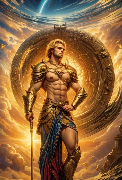 um retrato de(( um homem belo como os Deuses )), ((peitoral forte e largo)), pernas fortes e musculosasin high definition, em 8K de ((um homem)) de 18 anos, (( Homem)), Deus do Mar, Deus do Oceano, Luthien, arte de deus, Deus da mitologia grega, Deus da Lu...