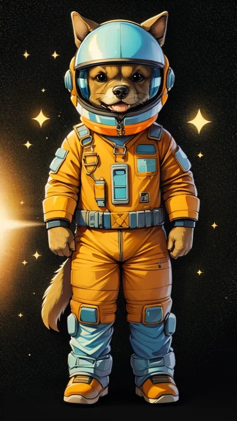  Wearing a spacesuit，Cartoon，dog, helmet