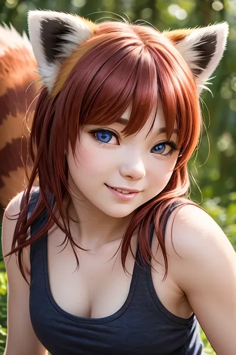 (realistic, best quality:1.2), ultra detailed, hdr, raw, f/1.8, anthropomorphic red panda, insanely detailed eyes, pretty face, ...