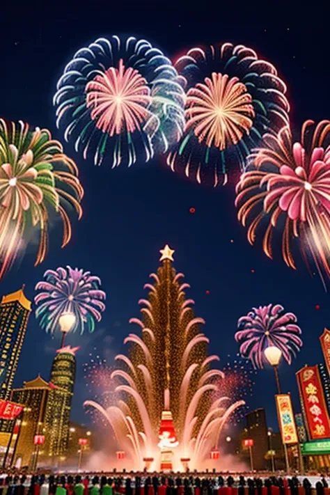 cny、festive、fireworks，festive的气氛，beijing city streets