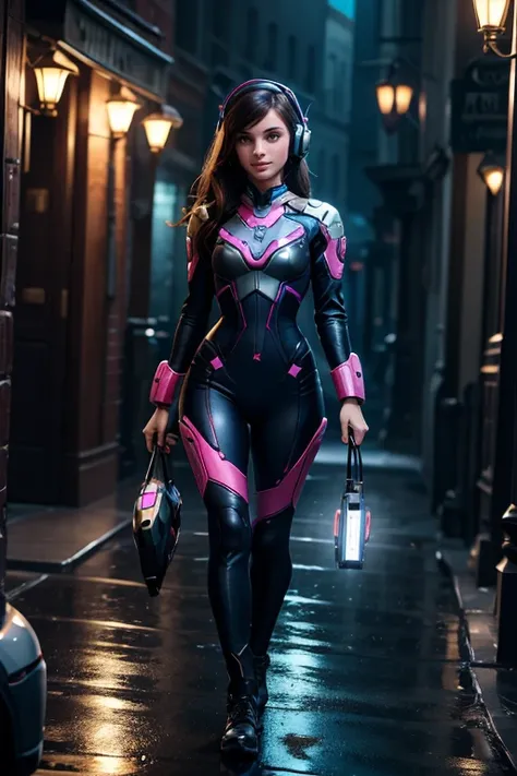 1girl, D.va , overwatch, reflective, glistening skin, studio, super detailed, HD, visible pores, perfect hair, very detailed hair, perfect, very beautiful, a hyper realistic, masterpiece, highly detailed, cinematic lighting, ray tracing, cinematic composit...