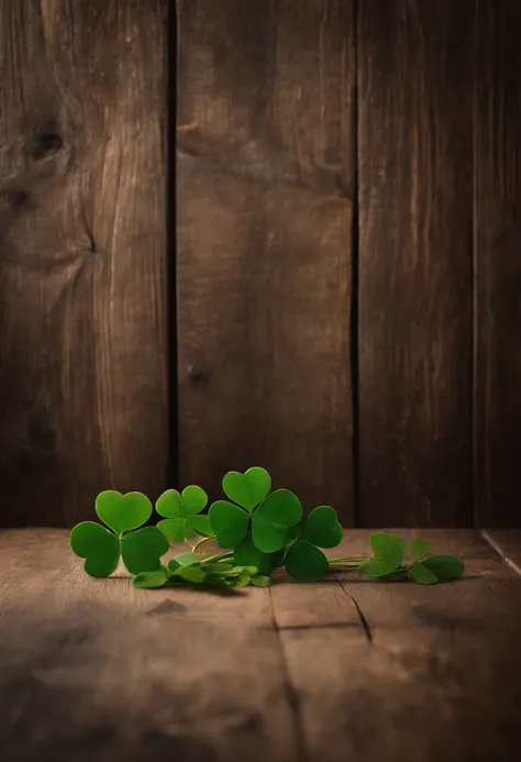 A high-resolution image showcasing a blank St. Patrick’s Day template, with a rustic wooden background, empty spaces for text or graphics, and decorative elements like clovers or Irish flags, providing a warm and inviting setting for personalized designs.