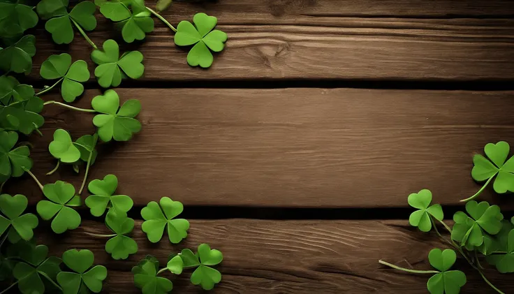 A high-resolution image showcasing a blank St. Patrick’s Day template, with a rustic wooden background, empty spaces for text or graphics, and decorative elements like clovers or Irish flags, providing a warm and inviting setting for personalized designs.