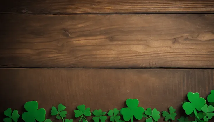 A high-resolution image showcasing a blank St. Patrick’s Day template, with a rustic wooden background, empty spaces for text or graphics, and decorative elements like clovers or Irish flags, providing a warm and inviting setting for personalized designs.