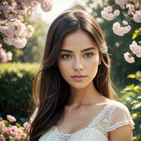 (best quality,4k,8k,highres,masterpiece:1.2),ultra-detailed,(realistic,photorealistic,photo-realistic:1.37),beautiful girl,detailed eyes,detailed lips,long eyelashes,graceful pose,soft sunlight,serene garden,flowing dress,fine brush strokes,pastel colors,i...