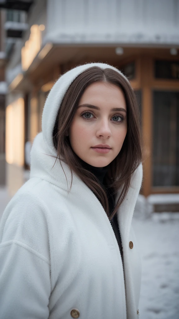 fotografia de retrato profissional de uma linda  norueguesa em roupas de inverno com longos cabelos loiros ondulados, olhar sensual de paquera, (sardas), beautiful symmetrical face, maquiagem natural bonito, wearing elegante warm winter fashion clothing, (...