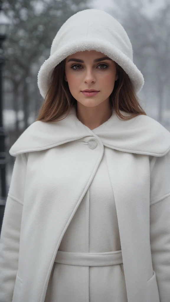 fotografia de retrato profissional de uma linda  norueguesa em roupas de inverno com longos cabelos loiros ondulados, olhar sensual de paquera, (sardas), beautiful symmetrical face, maquiagem natural bonito, wearing elegante warm winter fashion clothing, (...