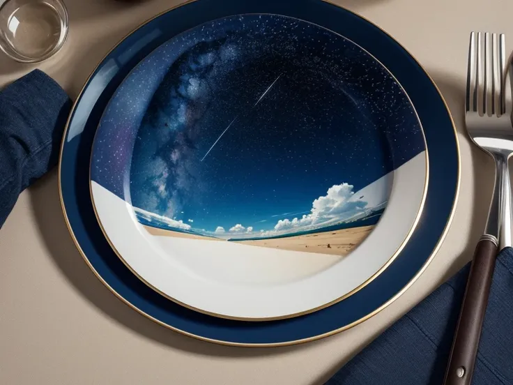 A plate with a starry sky painted on it