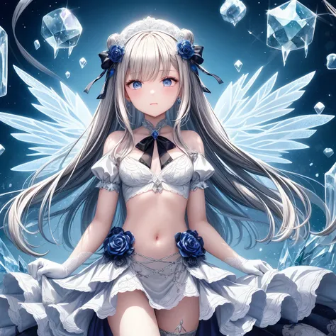 (((masterpiece))),best quality, illustration,(beautiful detailed girl),beautiful detailed glow,detailed ice,beautiful detailed water,(beautiful detailed eyes),expressionless,beautiful detailed white gloves, (floating palaces:1.2),azure hair,disheveled hair...