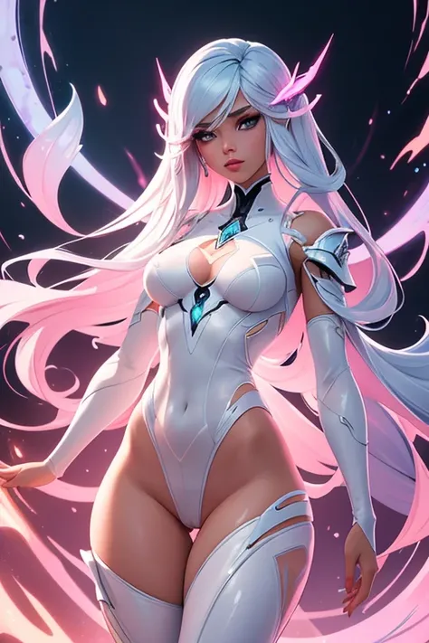 Beautiful girl, perfect body, entire body made up of a clear see-through substance, warframe.thighs, vogue makeup, sexualized, stylized art, vectorial art,  highest detail highest quality , nude mesh, vibrant pink flames power,  artgerm, ross draws, sakimi...