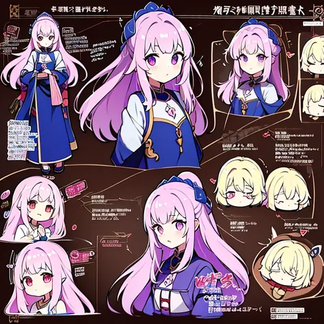 Chinese female character in the medieval period,cabelo longo,cheio e ondulado de cor castanho escuro, seus olhos castanhos escuro, cor da pele parda, in anime version, de cores das veste branca, with pink and lilac details, em desenho flores, uma personage...