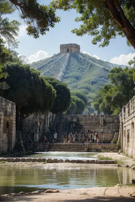 In a region where there are no mountains or rivers, A large number of Mayans from Chichén Itzá arrive at a town called Panab Haa "there they dug looking for water, and when they came from there they refilled their loads with water from the depths". Es deci...