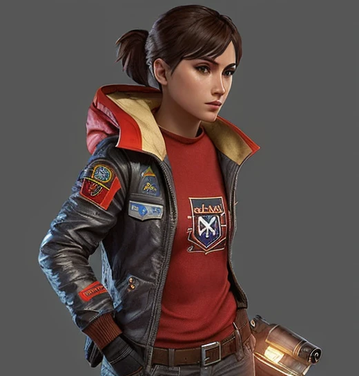 Imagen arafed de un hombre con una pistola y una mochila., personaje principal femenino, personaje femenino, wojtek fus, protagonista femenina, protagonista femenina 👀 :8, high detail iconic character, arte del perfil del personaje, Concepto de personaje r...