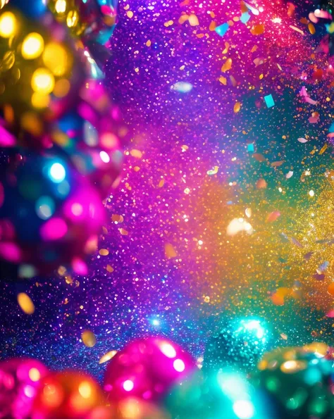 "(best quality,4k,highres,masterpiece:1.2),bright confetti explosion,party celebration,joyful atmosphere,vibrant colors,shimmering metallic confetti,playful and lively scene,colorful bursts,bokeh lights,colorful paper strips,dynamic movement,festive event,...