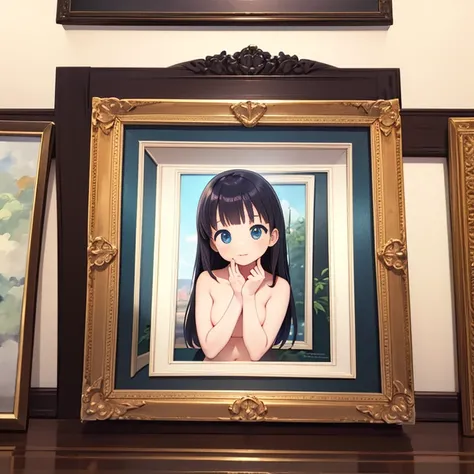 (Multiple picture frames）,In the picture frame,Painting style,Girl in the picture,nude,