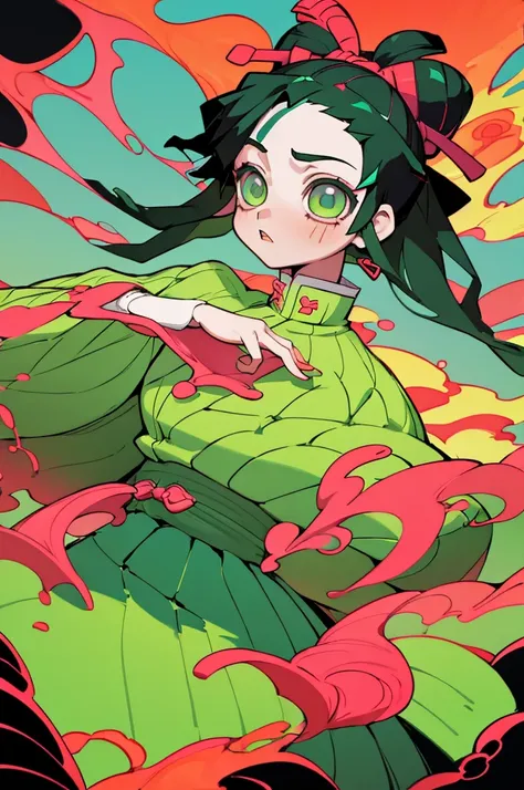 (highest quality, masterpiece), 1 girl, kimetsu no yaiba, Upper body, figure, abstract