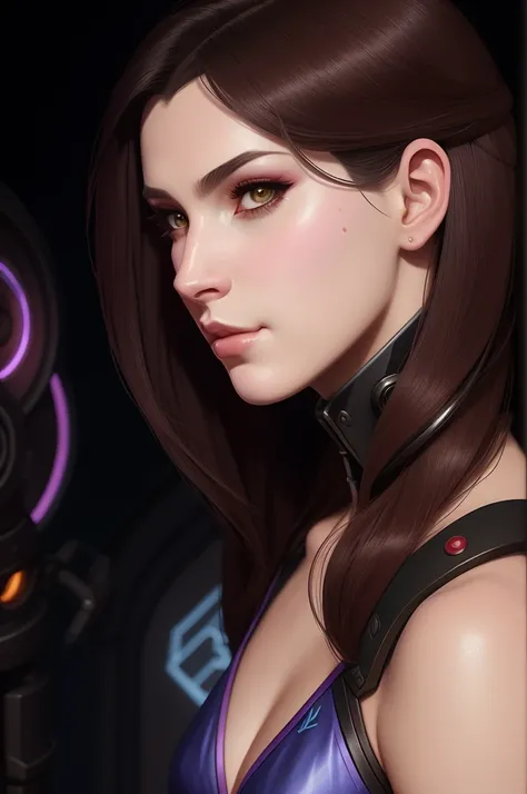 retrato de simetria de dva de overwatch, fechar-se, sci - fi, tech wear, luzes brilhantes intrincadas, elegante, altamente detalhado, pintura digital, Art Station, arte conceitual, suave, sharp focus, illustration, arte de Greg Rutkowski e Alphonse Mucha