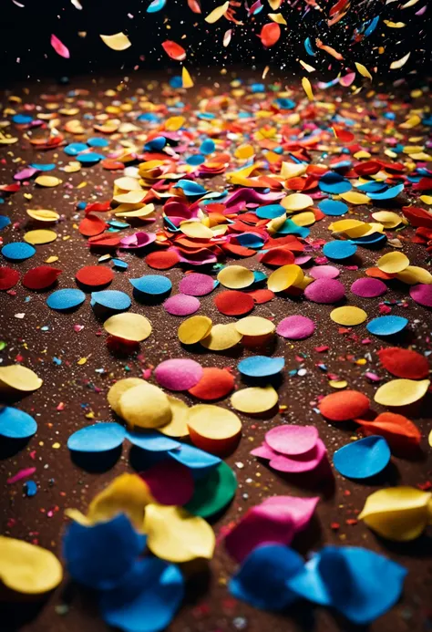 Colorful Confetti/confetti/colorful confetti.At the wedding scene, confetti comes with blessings like snowflakes.Best composition still life(best quality,4K,8k,high resolution,masterpiece:1.2),Super detailed,(actual,photoactual,photo-actual:1.37),（Super qu...