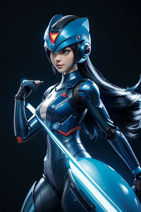 Megaman, or Rockwoman in this adaptation, is a humanoid robot created by the brilliant Dr. Light. She possesses a sleek and practical design with iconic blue armor, a helmet, and an arm cannon. The blue color scheme, combined with her trademark helmet, giv...