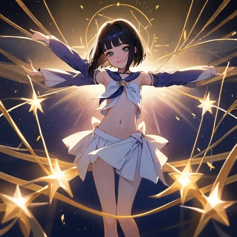 {{{The girls neck down glows}}}, {{The girls body shines white}}, {The girls arm shine white}, {The girls legs shine white}, {{{{sailor saturn}}}}, 8 years old, 
{{{{amazing quality, great quality, high quality, very aesthetic, aesthetic, best quality}}}},...