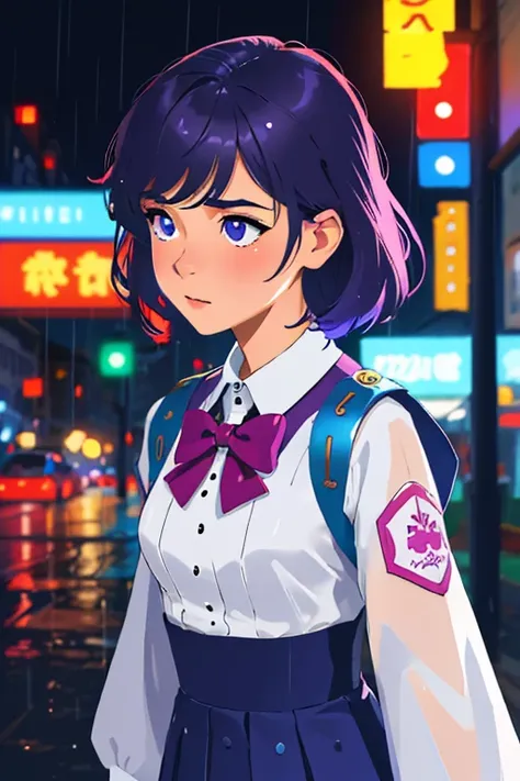 masterpiece, highest quality, realistic, subsurface scattering, chromatic lighting,

colorized, red + white + purple + blue limited color palette, detailed concept drawing, line-art, illustration,
fashion,

close-up of 18yo 1girl,small breasts,
shy,
bangs ...