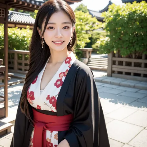 wearing a courtesan kimono,Go out with a smile， Yoshitomo Nara, good young girl, sexy :8, reluvy5213, attractive pose, sexy girl, gorgeous young korean woman, beautiful asian girl, japanese model, korean girl, High resolution,8k,The city of Kyoto，walking