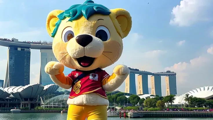 Singapore、mascot character、Marina Bay Sands、Merlion、１commemorative photo、