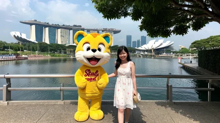 Singapore、mascot character、Marina Bay Sands、Merlion、１commemorative photo、