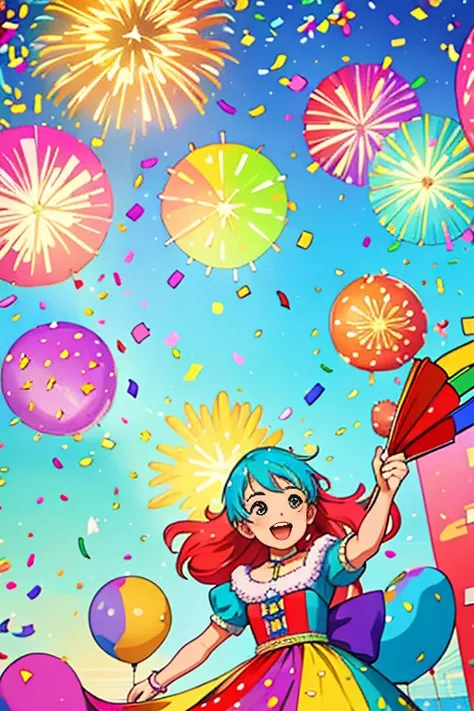 Intricately detailed, ultra high definition, 超高分辨率, masterpiece, random angles, shiny and vibrant, colorful confetti, beautiful and playful, pretty and whimsical, (huge confetti shower: 1.2), scattered and floating, delicate and light, celebratory atmosphe...