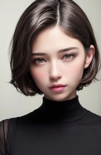 (masterpiece:1.3), (8K, realistic, RAW photo, highest quality: 1.4), (1 girl), beautiful face, (realistic face), (black hair, short hair:1.3), beautiful hairstyle, realistic eyes, beautiful and fine eyes, (realistic skin), beautiful skin, (sweater), disorg...