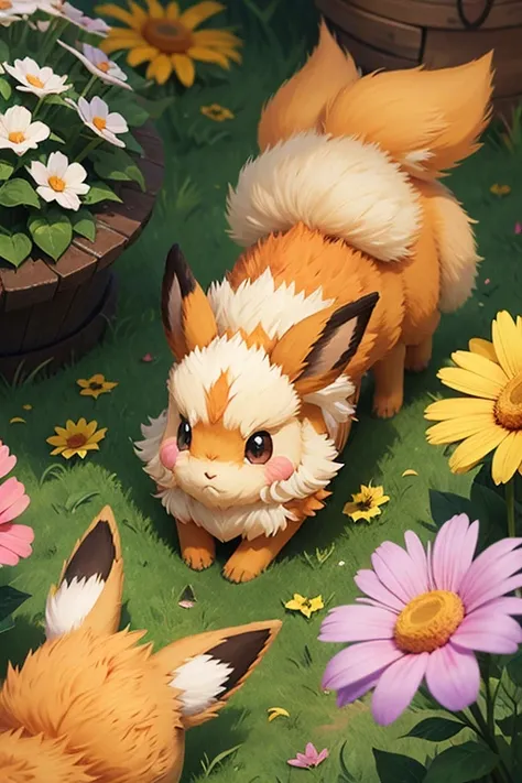 pokemon avec fleur avec un eevee