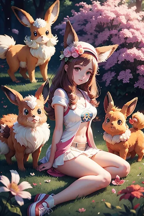 pokemon avec fleur avec un eevee