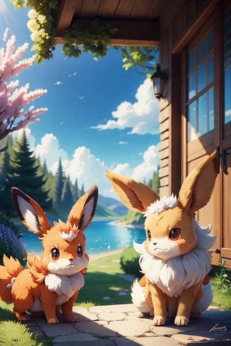 pokemon avec fleur avec un eevee