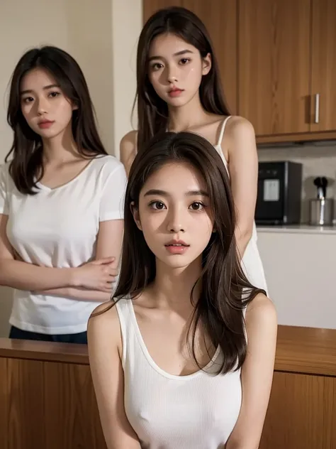 there is a woman with a white top and a brown hair, 1 6 years old woman, 17 years old woman, south east asian with round face, 18 years old, 2 7 years old, 2 2 years old, anime thai girl, 2 8 years old, 21 years old, 2 9 years old, 2 3 years old, asian fac...