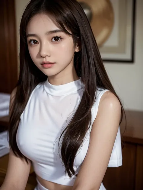 there is a woman with a white top and a brown hair, 1 6 years old woman, 17 years old woman, south east asian with round face, 18 years old, 2 7 years old, 2 2 years old, anime thai girl, 2 8 years old, 21 years old, 2 9 years old, 2 3 years old, asian fac...