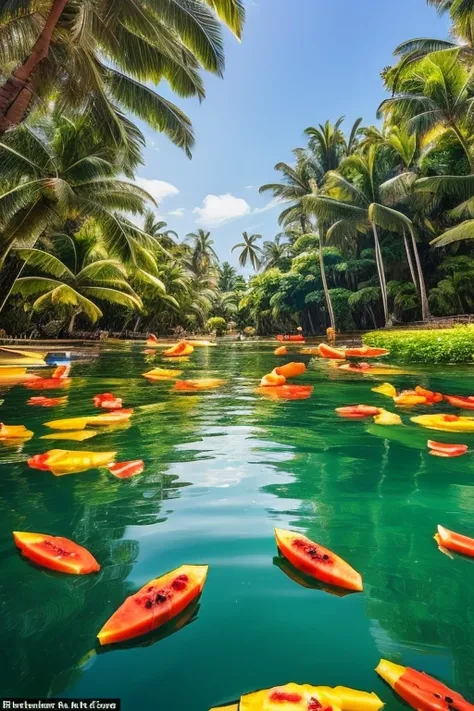 
There was also an orange juice lake where the fish were shaped like bananas., and some pineapple-shaped crabs, and even some parrots standing in the shape of watermelon slices, e faziam o barulho de chuva calma cada vez que voavam, his chirp had the sound...